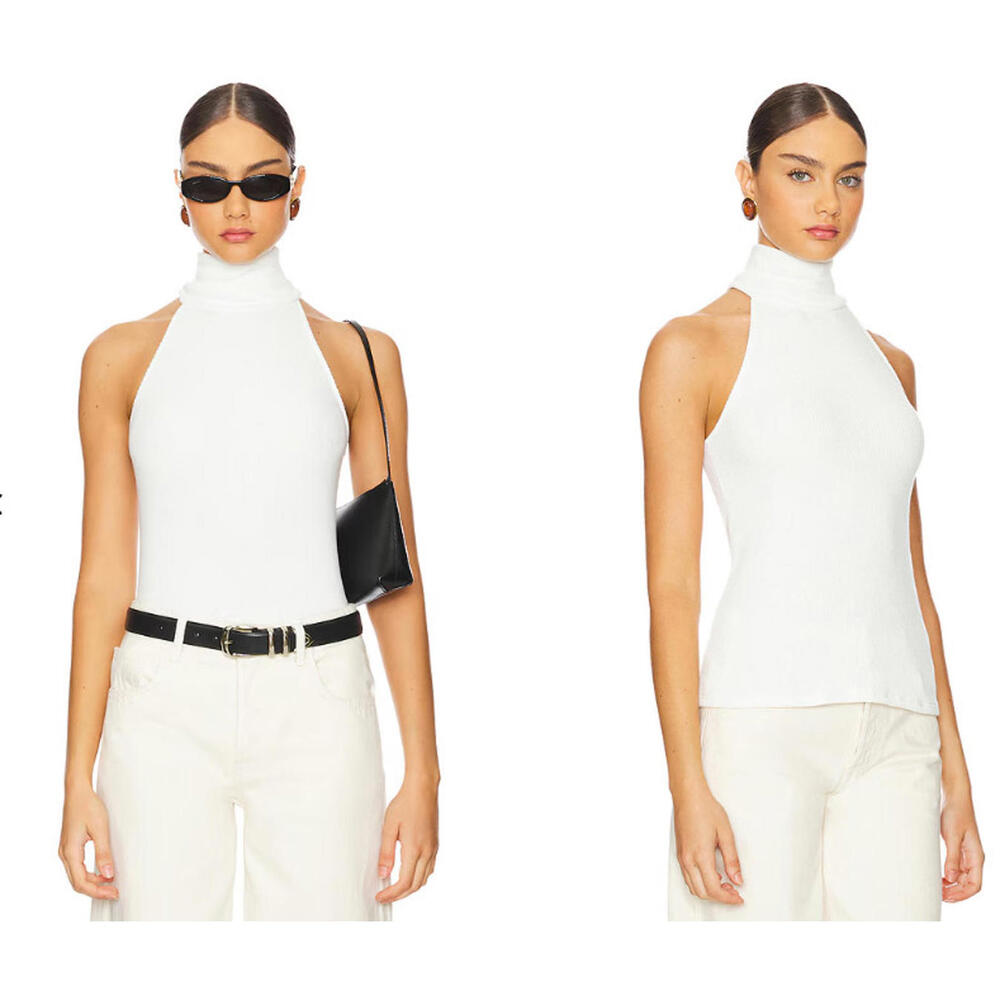 ENZA COSTA Knit Halter Turtleneck sleeveless top size M NWT $154 msrp